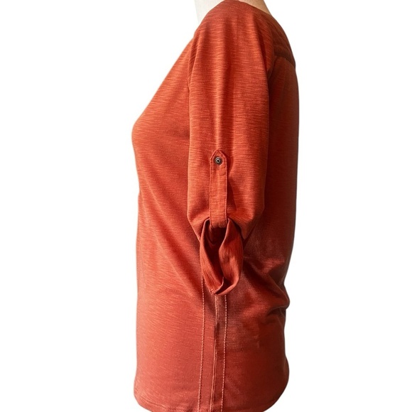 KUHL WOMEN’S CUTE BURNT ORANGE V-NECK T-SHIRT SIZE XS - Picture 2 of 11